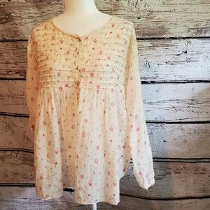 Rebecca Taylor Sz8 Pink and Cream Floral Blouse